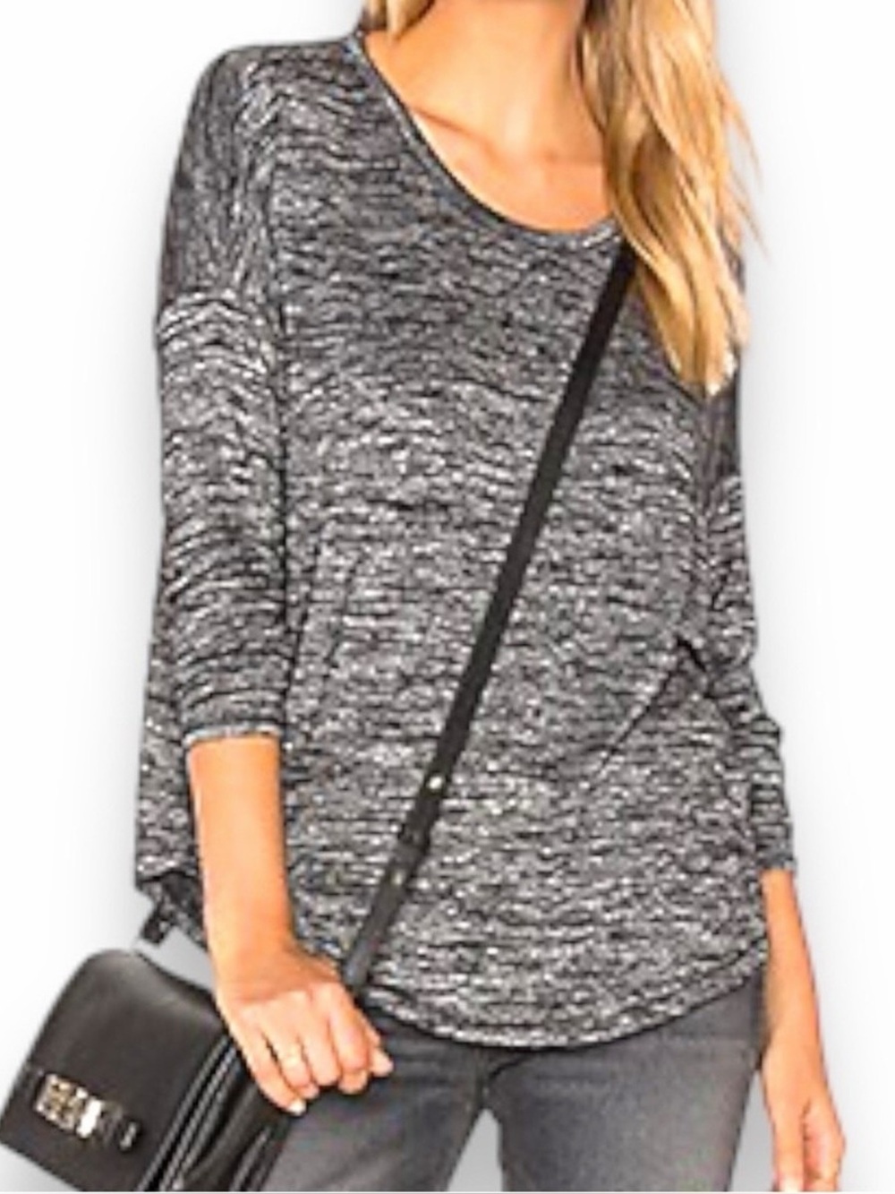 rag & bone Black and White Marled Scoop-Neck Sweater